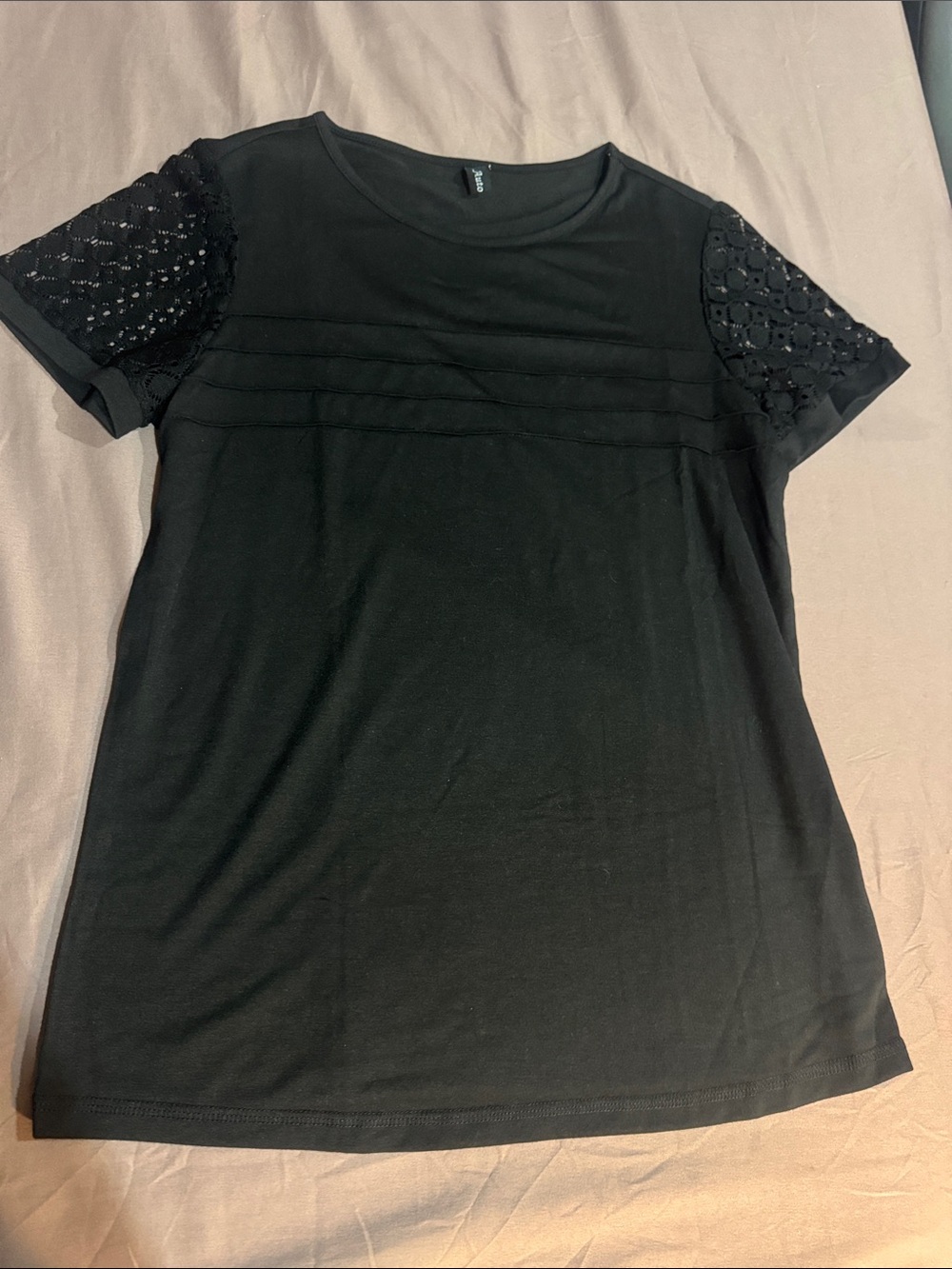 Women's Black Lace Sleeve Knit Top